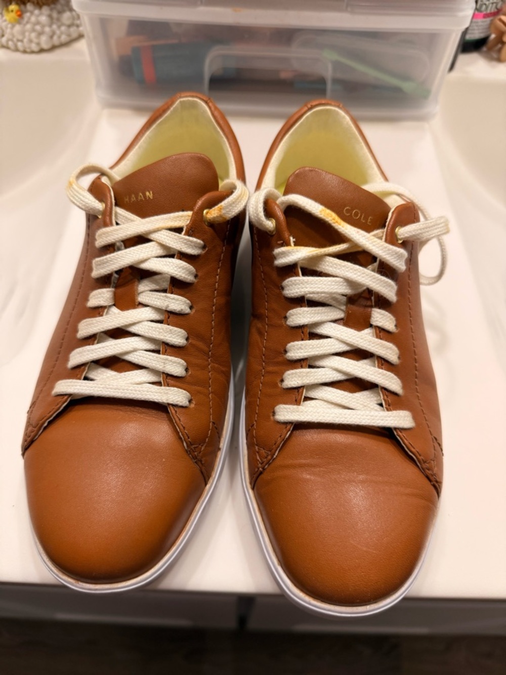 Women’s Casual Slip-On leather loafers in Brown and White
